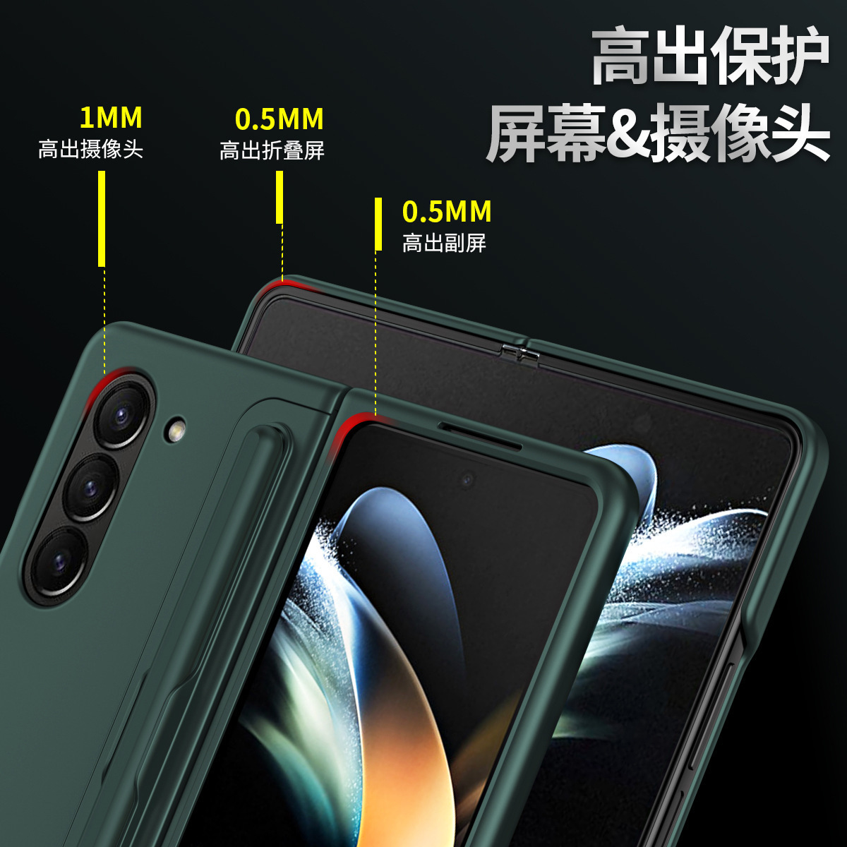 Compatible with Samsung Z Fold8/7/6 phone case, 5/4 stand, pen slot, 2-in-1 foldable screen protective case with pen, drop protection.