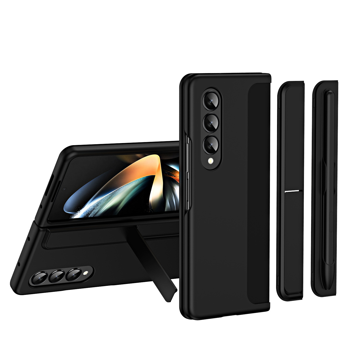 Compatible with Samsung Z Fold8/7/6 phone case, 5/4 stand, pen slot, 2-in-1 foldable screen protective case with pen, drop protection.