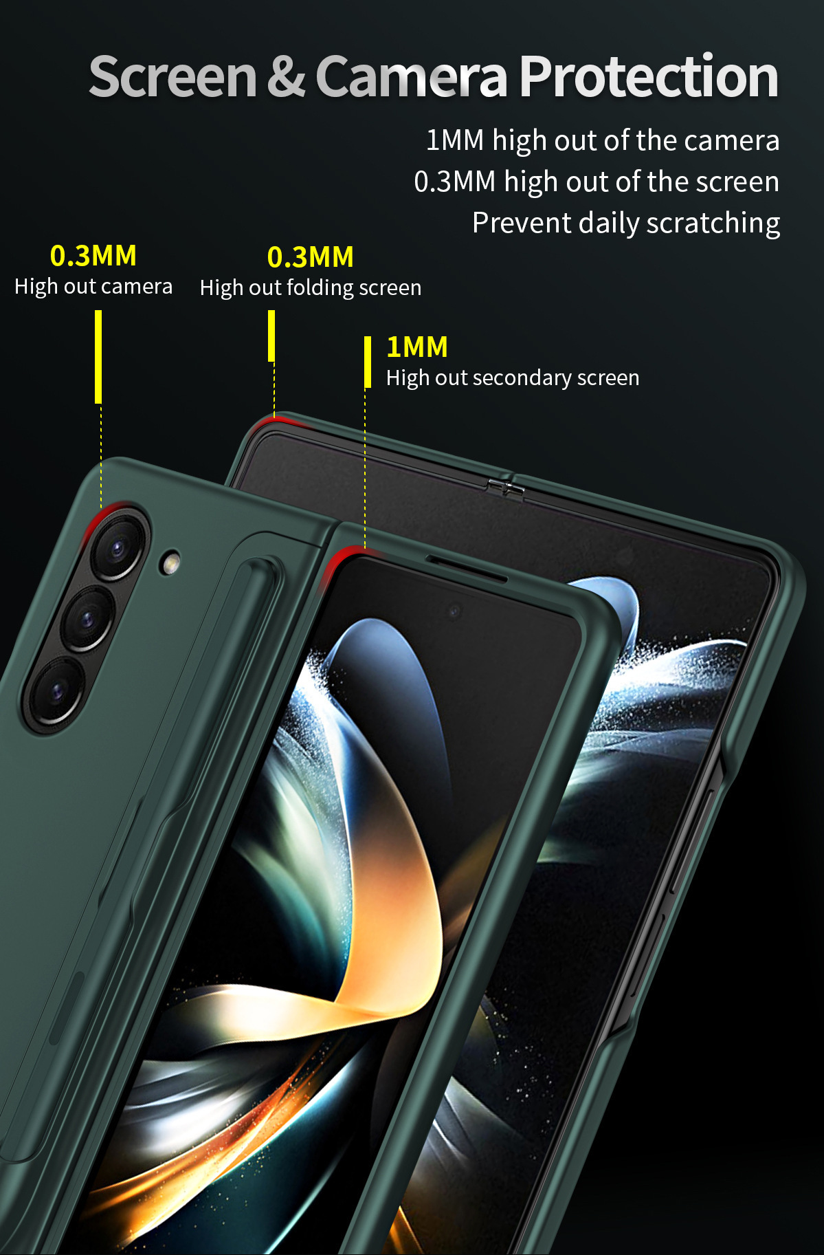 Compatible with Samsung Z Fold8/7/6 phone case, 5/4 stand, pen slot, 2-in-1 foldable screen protective case with pen, drop protection.