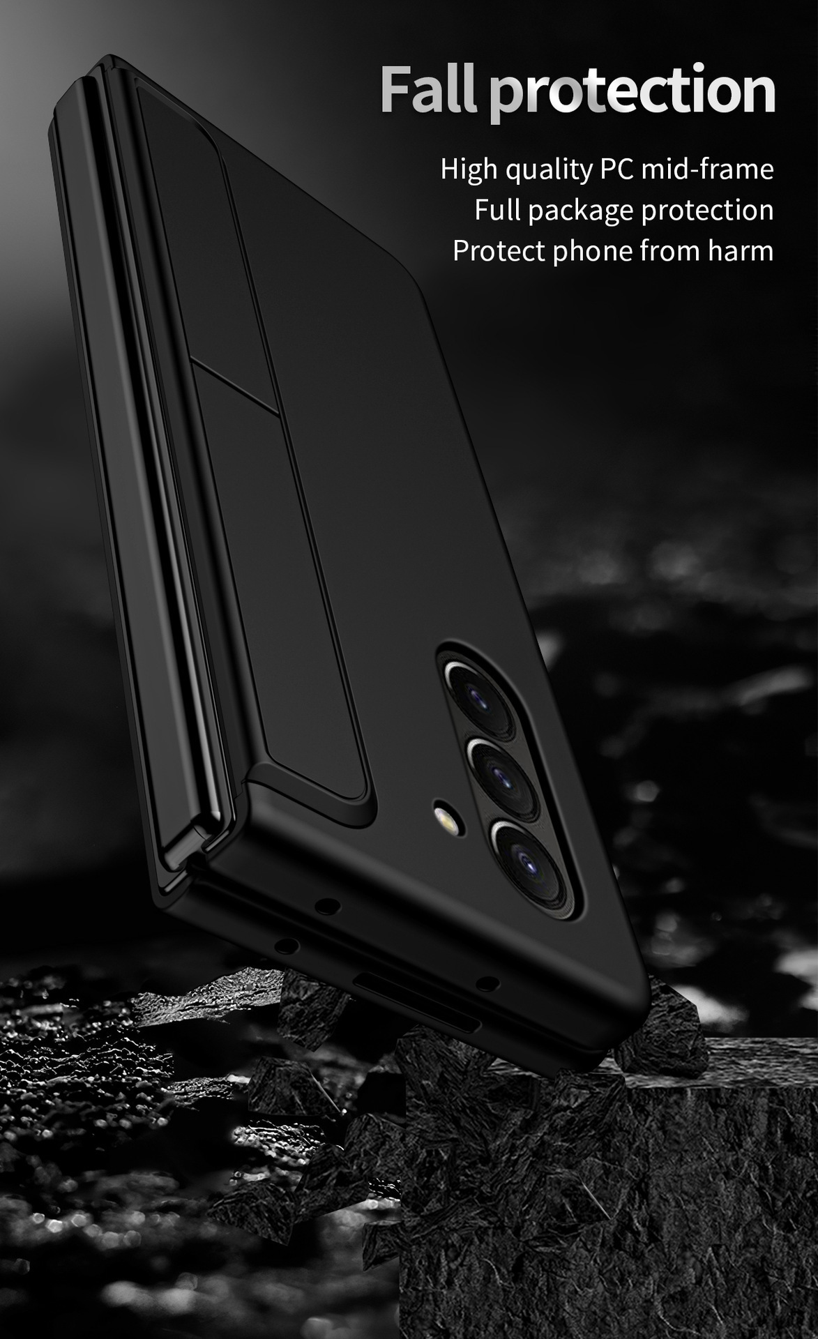 Compatible with Samsung Z Fold8/7/6 phone case, 5/4 stand, pen slot, 2-in-1 foldable screen protective case with pen, drop protection.