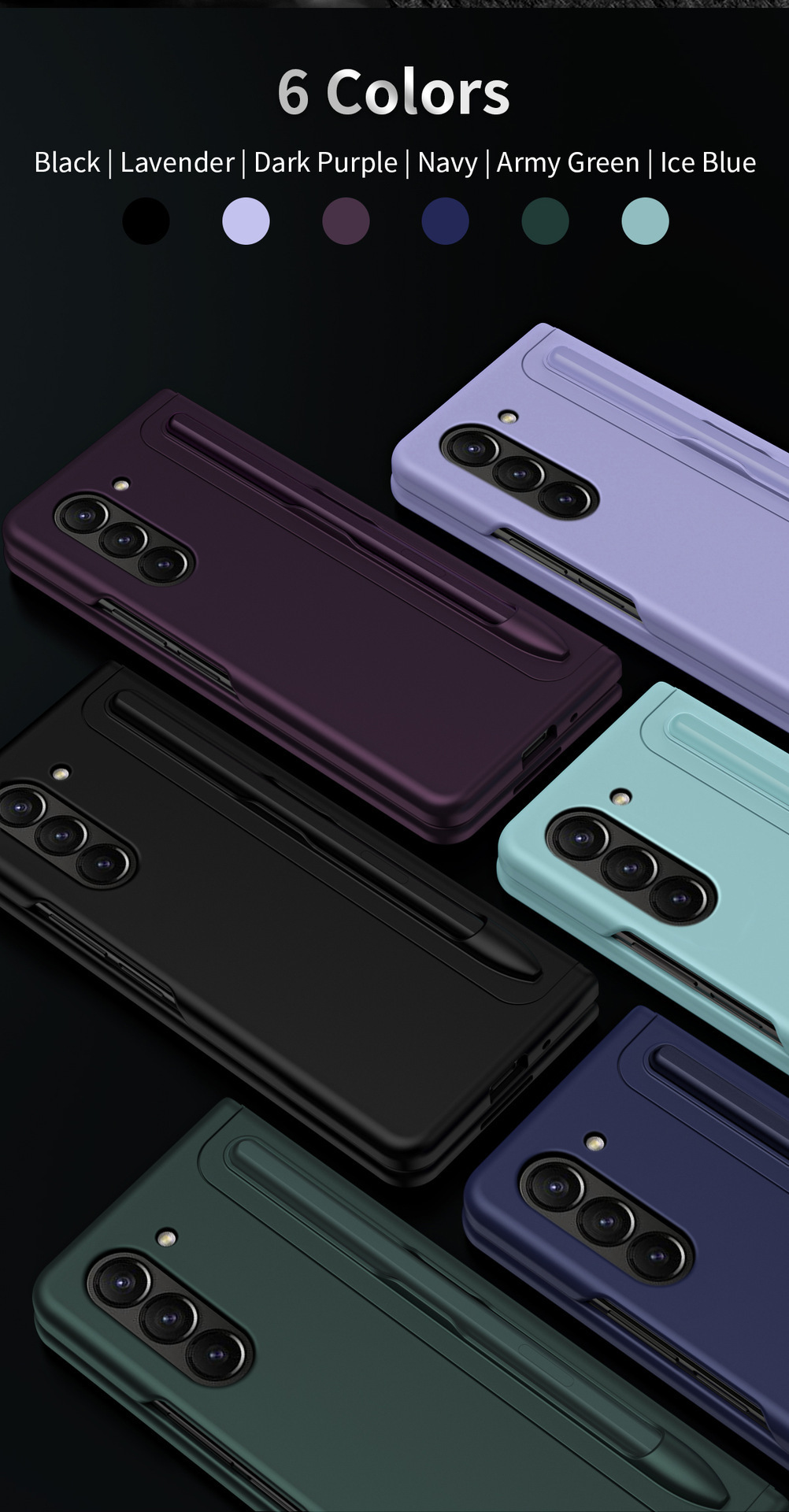 Compatible with Samsung Z Fold8/7/6 phone case, 5/4 stand, pen slot, 2-in-1 foldable screen protective case with pen, drop protection.