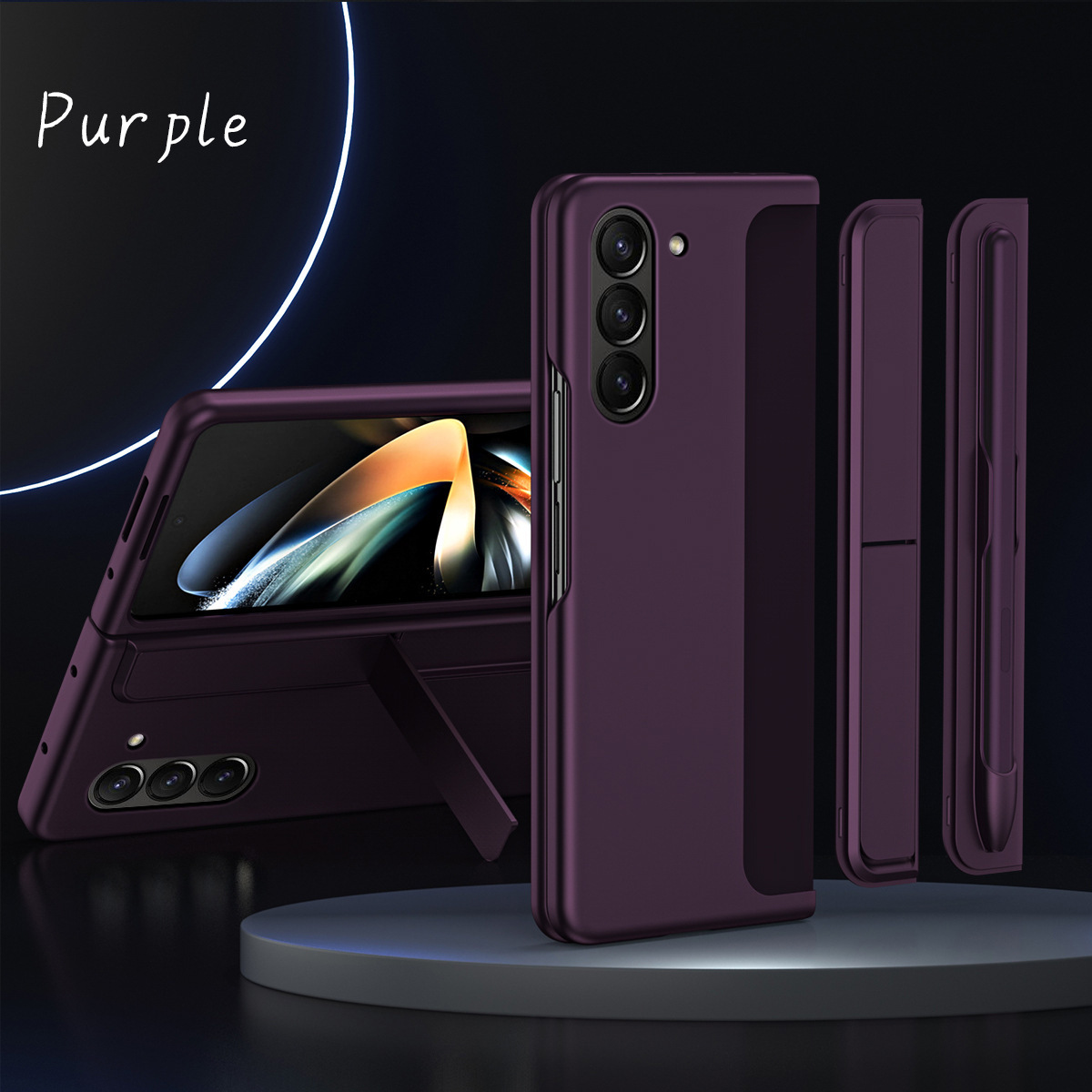 Compatible with Samsung Z Fold8/7/6 phone case, 5/4 stand, pen slot, 2-in-1 foldable screen protective case with pen, drop protection.
