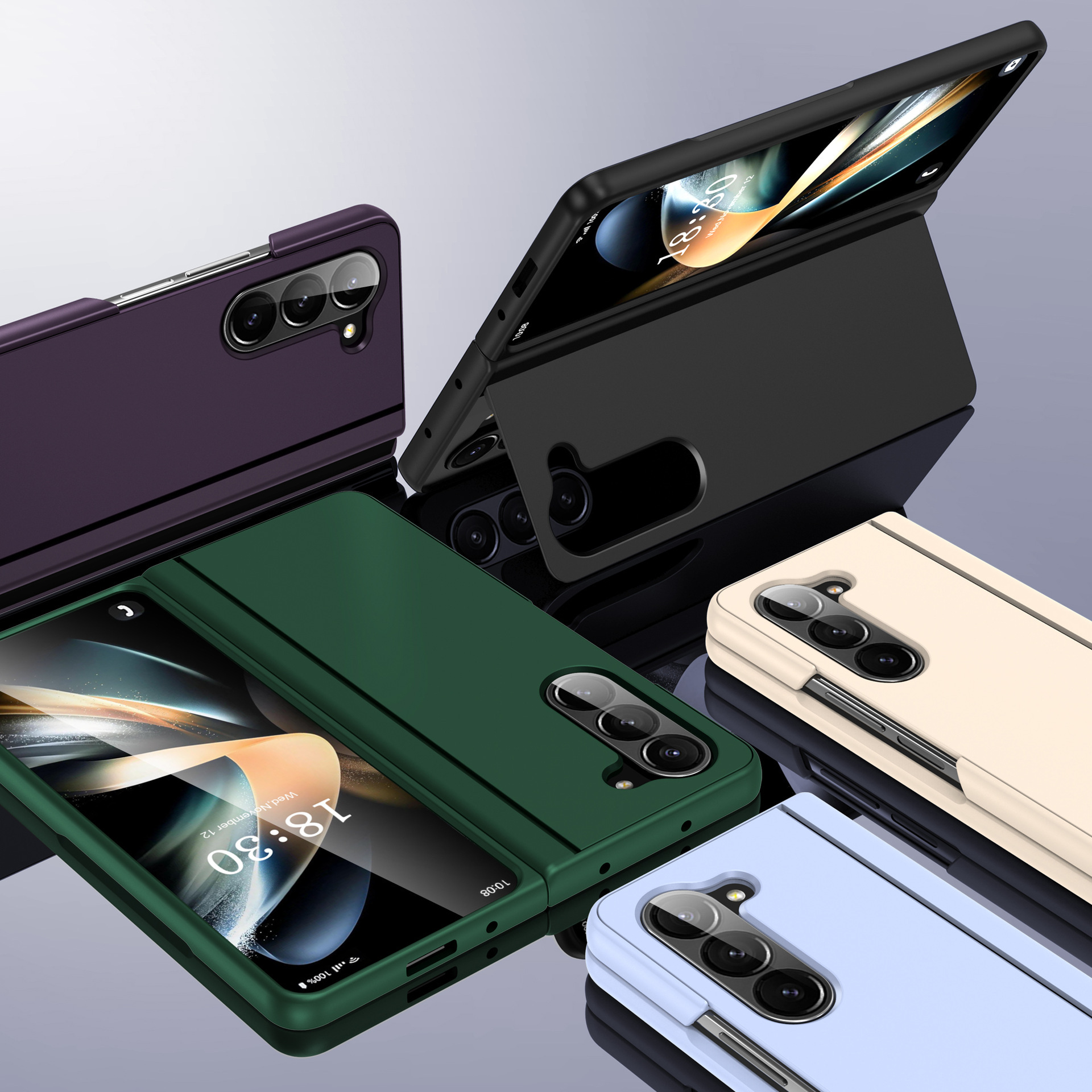 Compatible with Samsung Z Fold8U phone case, 7/6/5 inch invisible stand, ultra-thin 4/3 folding screen, drop-proof protective case.
