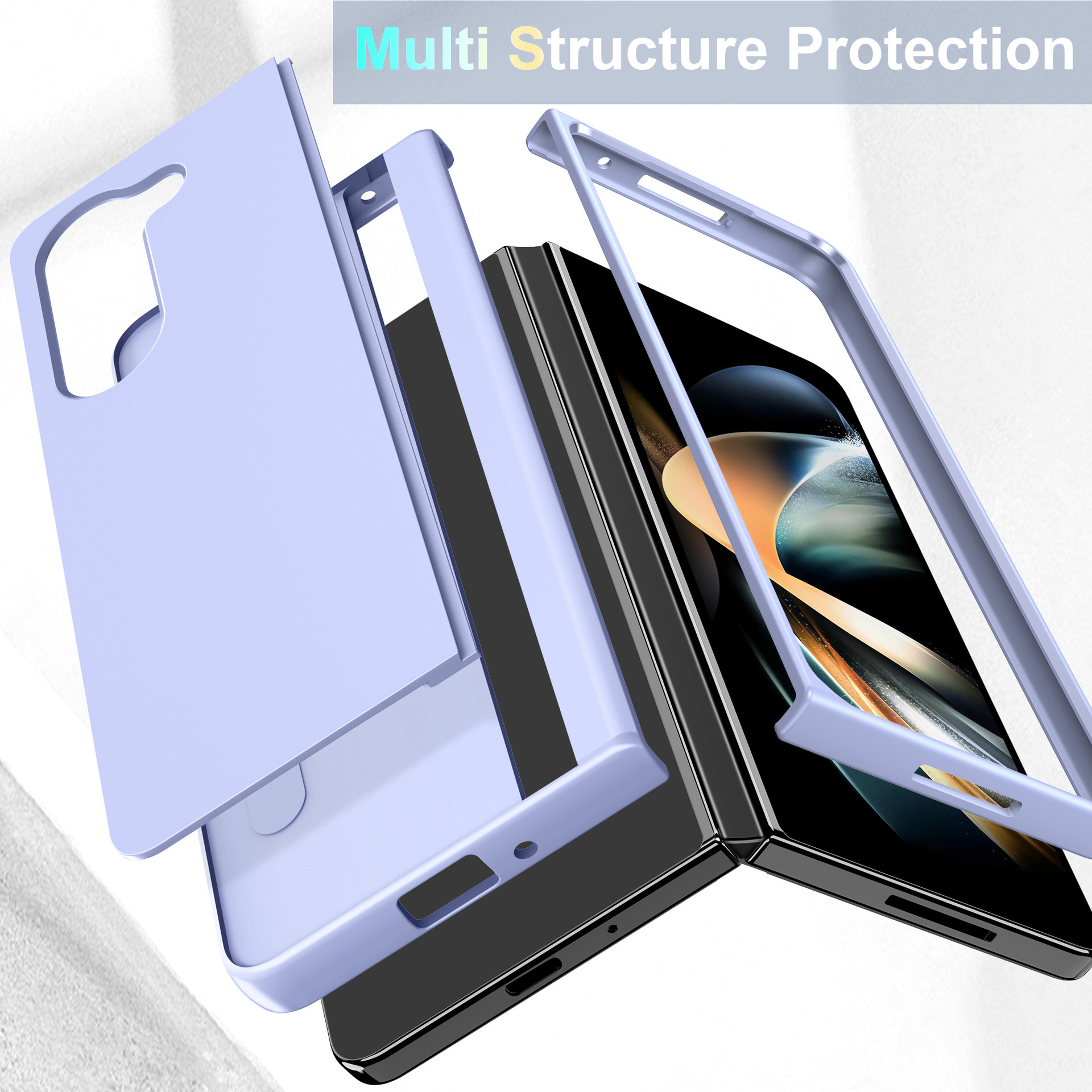 Compatible with Samsung Z Fold8U phone case, 7/6/5 inch invisible stand, ultra-thin 4/3 folding screen, drop-proof protective case.