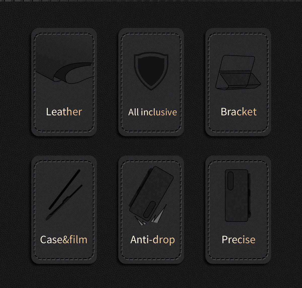 TriFold flip case for Samsung Z Fold 8/7, 6/5 pen slot, 4/3 business-style shockproof leather case.