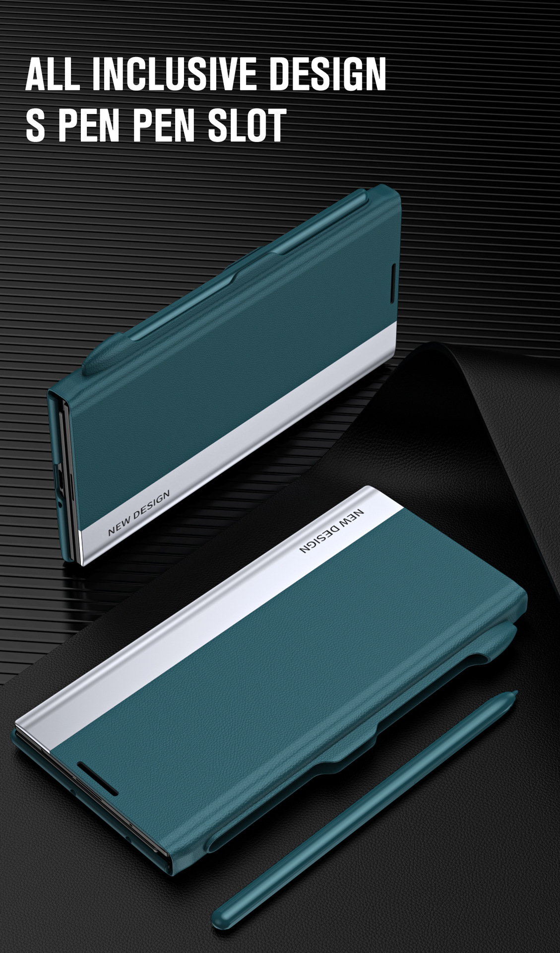 TriFold flip case for Samsung Z Fold 8/7, 6/5 pen slot, 4/3 business-style shockproof leather case.