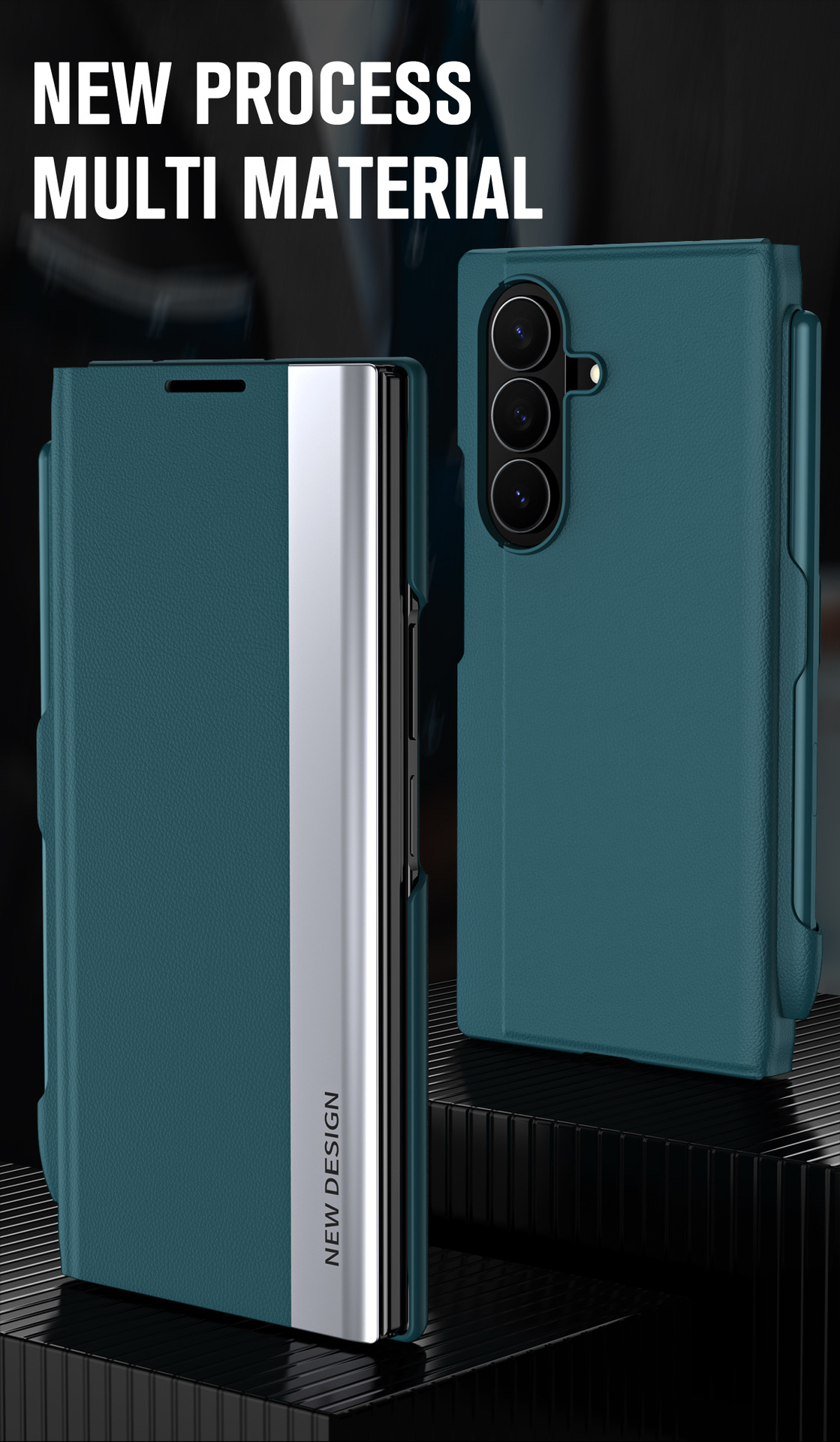 TriFold flip case for Samsung Z Fold 8/7, 6/5 pen slot, 4/3 business-style shockproof leather case.