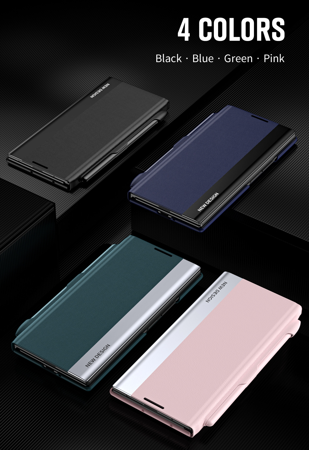 TriFold flip case for Samsung Z Fold 8/7, 6/5 pen slot, 4/3 business-style shockproof leather case.