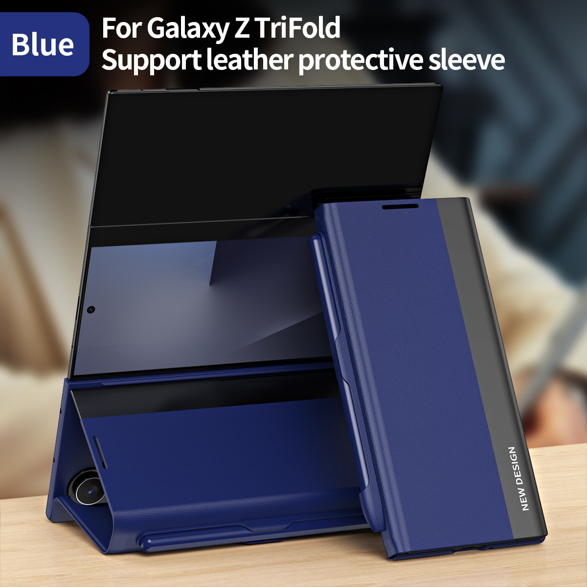 TriFold flip case for Samsung Z Fold 8/7, 6/5 pen slot, 4/3 business-style shockproof leather case.