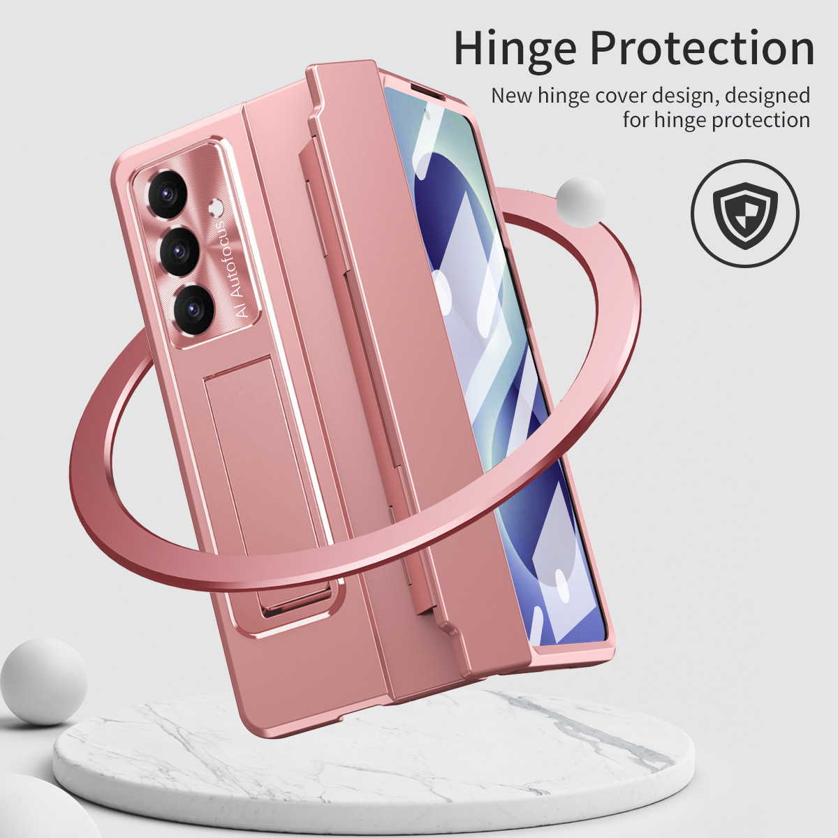 Compatible with Samsung Z Fold8/7 phone case, 6/5/4 folding screen, flat hinge, stand, full-coverage protective case.