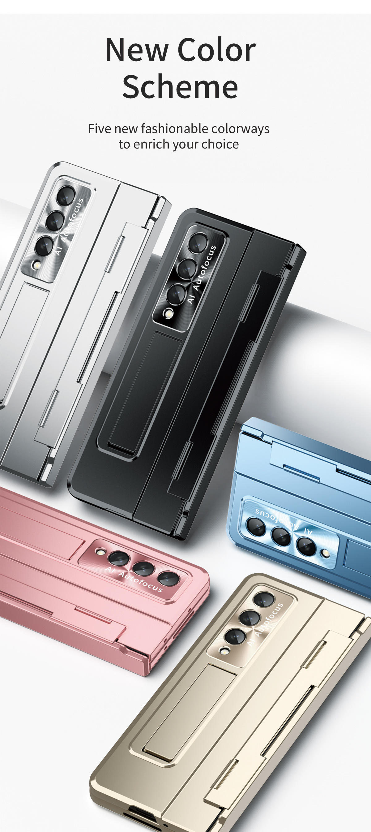 Compatible with Samsung Z Fold8/7 phone case, 6/5/4 folding screen, flat hinge, stand, full-coverage protective case.