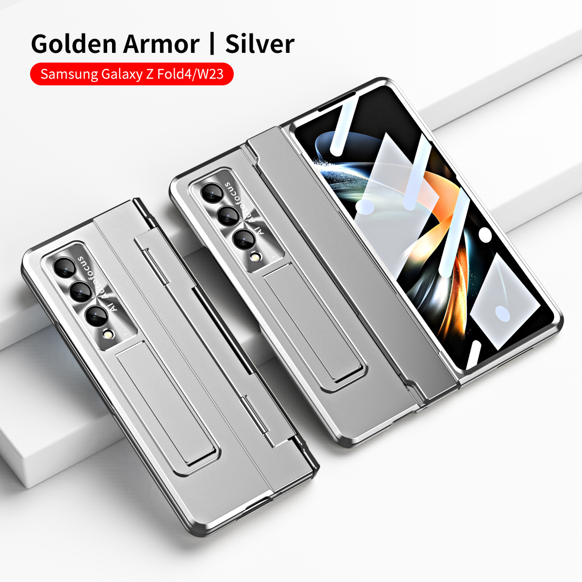 Compatible with Samsung Z Fold8/7 phone case, 6/5/4 folding screen, flat hinge, stand, full-coverage protective case.