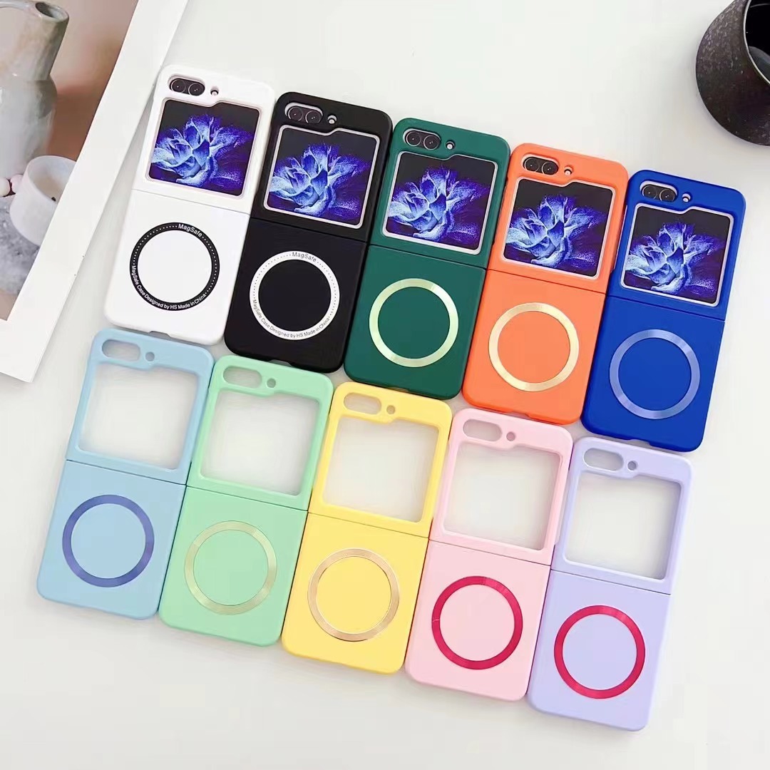 Compatible with Samsung Z Flip 7/6 phone case 5/4/3 wireless charging magnetic coil skin-feel solid color ultra-thin protective case