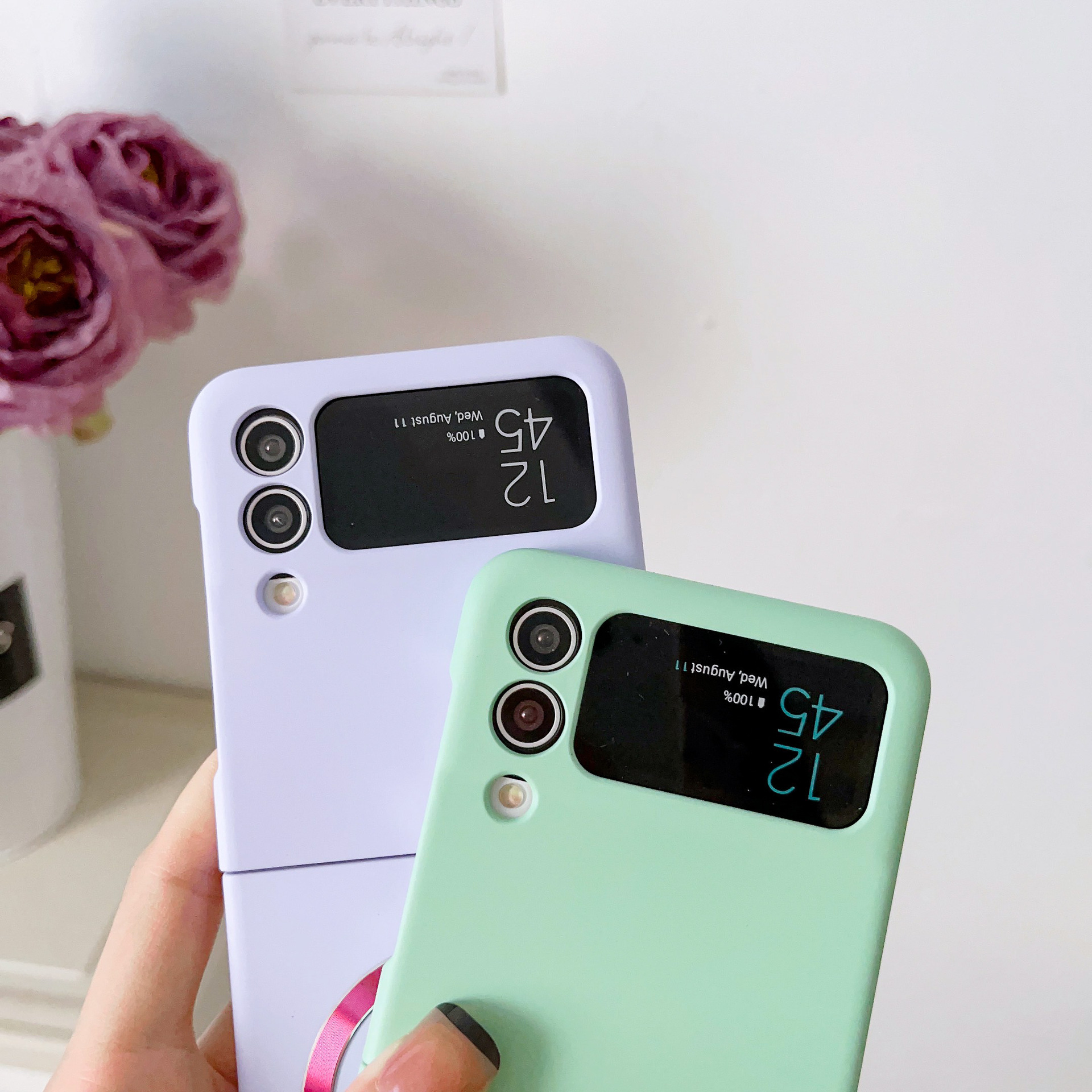 Compatible with Samsung Z Flip 7/6 phone case 5/4/3 wireless charging magnetic coil skin-feel solid color ultra-thin protective case