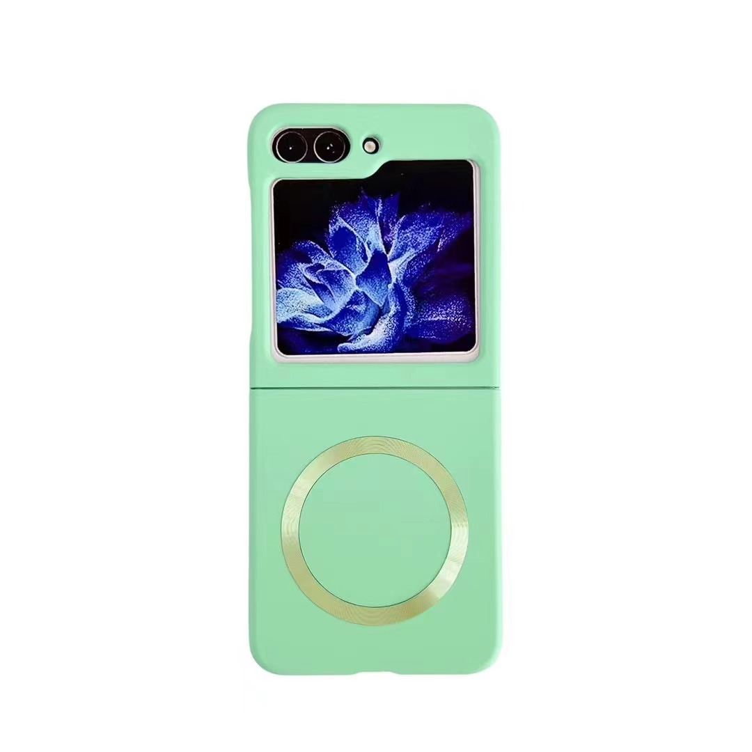 Compatible with Samsung Z Flip 7/6 phone case 5/4/3 wireless charging magnetic coil skin-feel solid color ultra-thin protective case