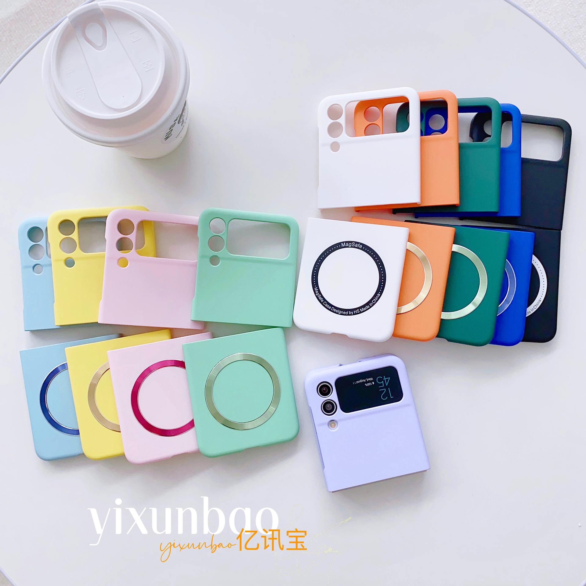 Compatible with Samsung Z Flip 7/6 phone case 5/4/3 wireless charging magnetic coil skin-feel solid color ultra-thin protective case