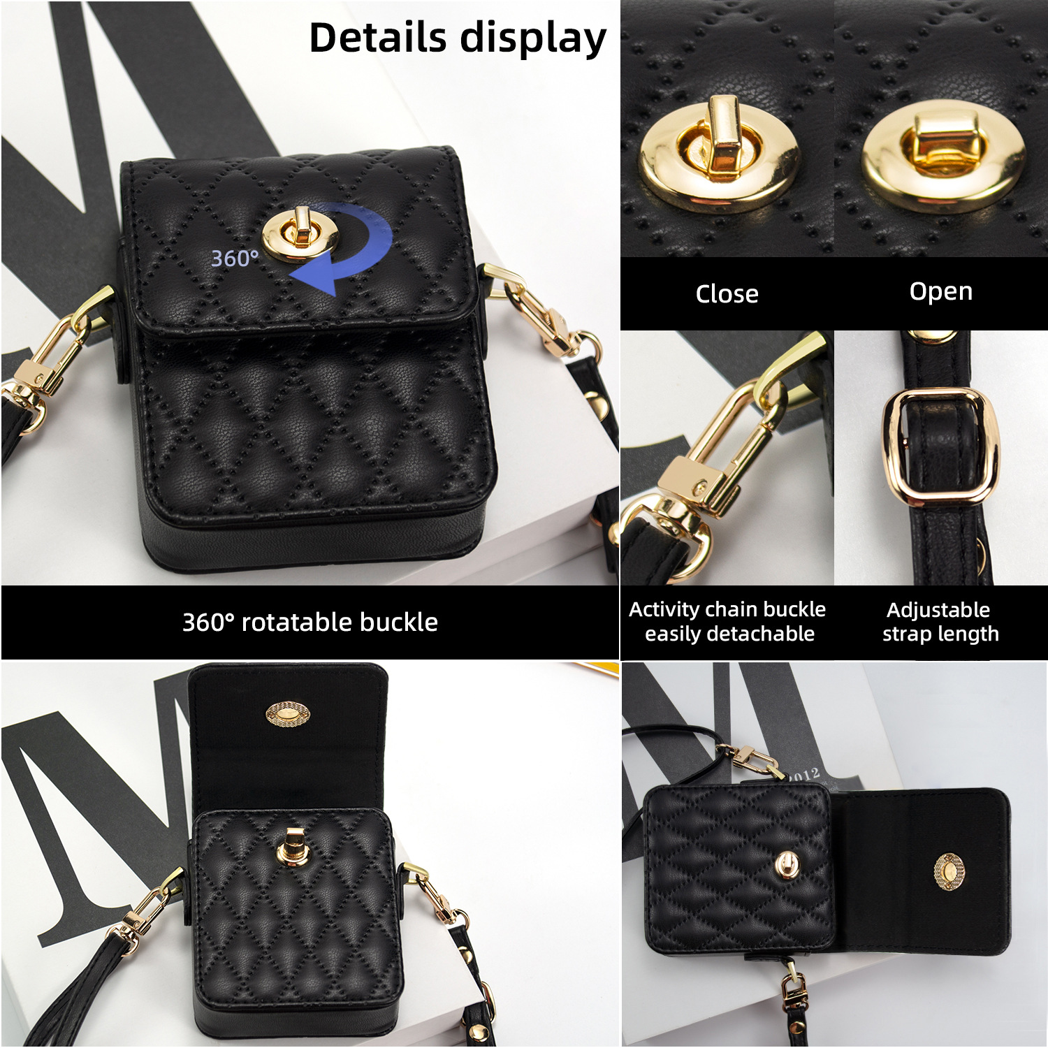 Compatible with Samsung Flip7/6/5 mini bag, Huawei Pura X crossbody strap, small folding design.