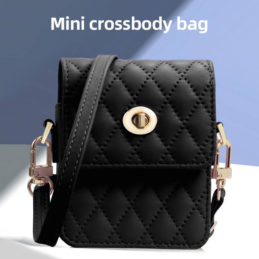 Compatible with Samsung Flip7/6/5 mini bag, Huawei Pura X crossbody strap, small folding design.