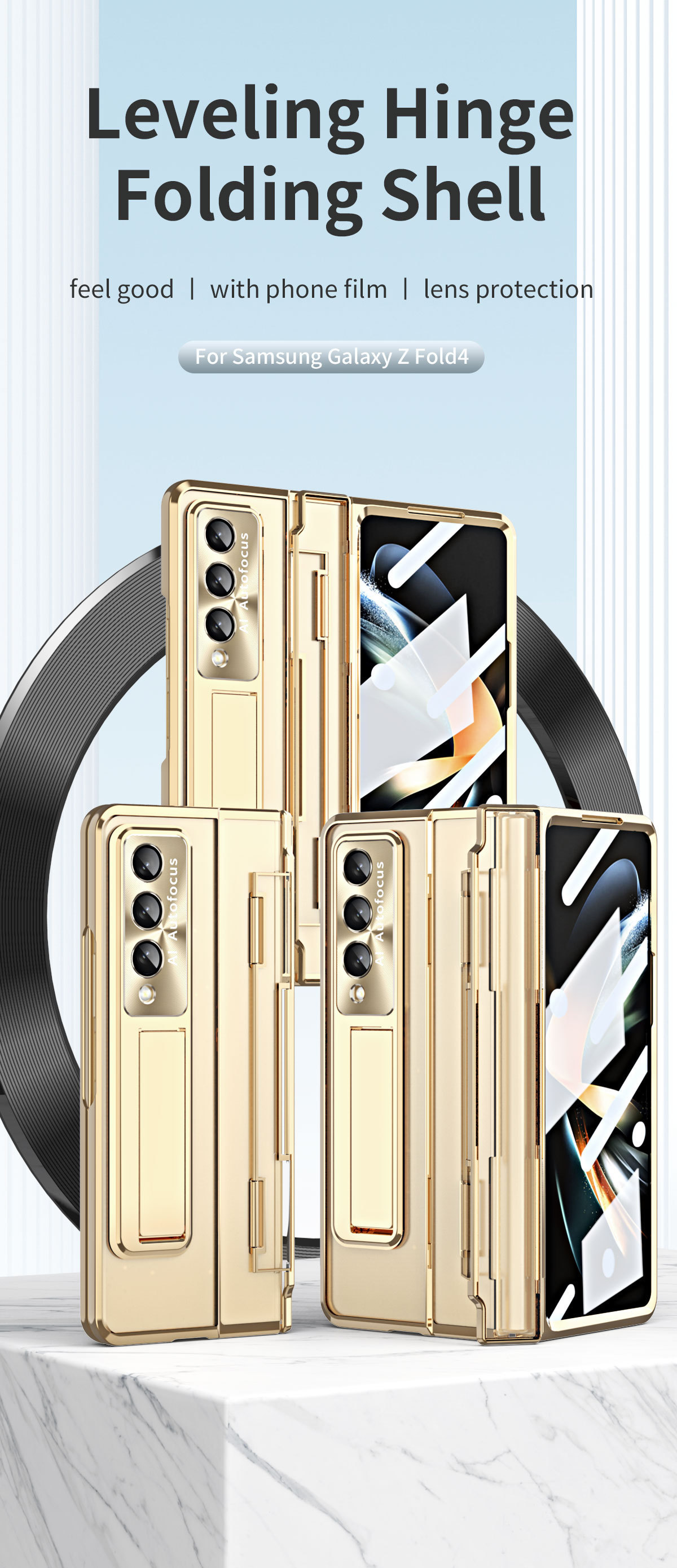 Compatible with Samsung Z Fold 8/7 phone case, 6/5 electroplated phantom flat hinge, 4/3 case, full-coverage protective case.