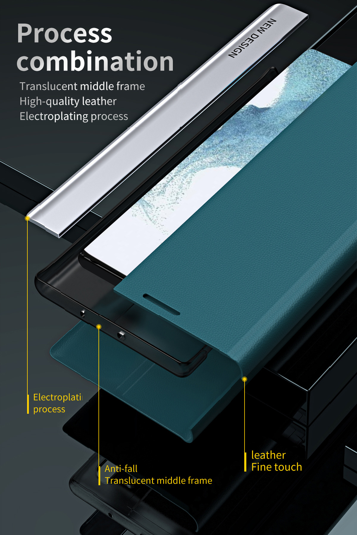 Compatible with Samsung S26 Ultra phone case, A57 flip phone stand, S25/S24 Plus full coverage, S23U leather case, A56