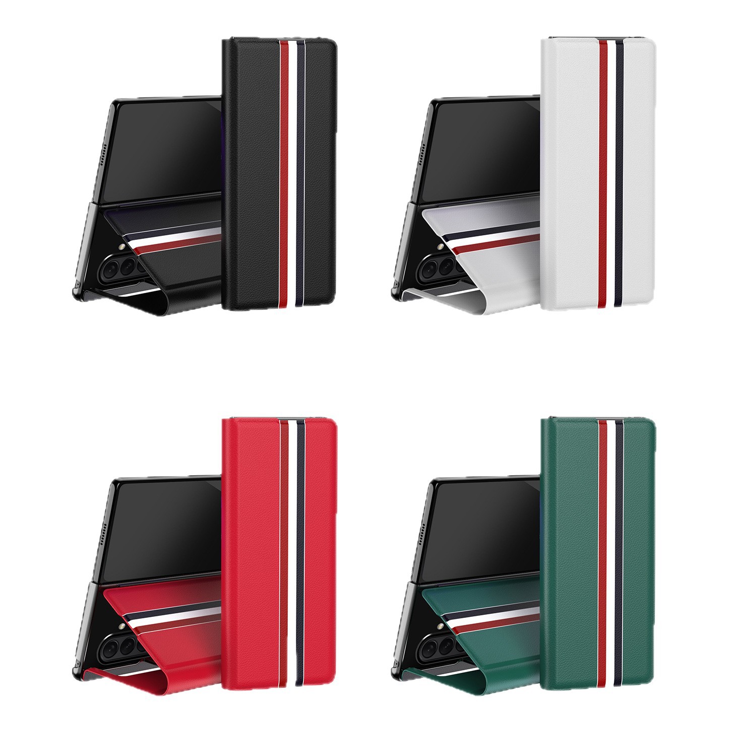 Compatible with Samsung Z Fold8/7 phone case, 6/5 flip cover, SIM card slot, 4/3/2 business-style drop-proof protective leather case