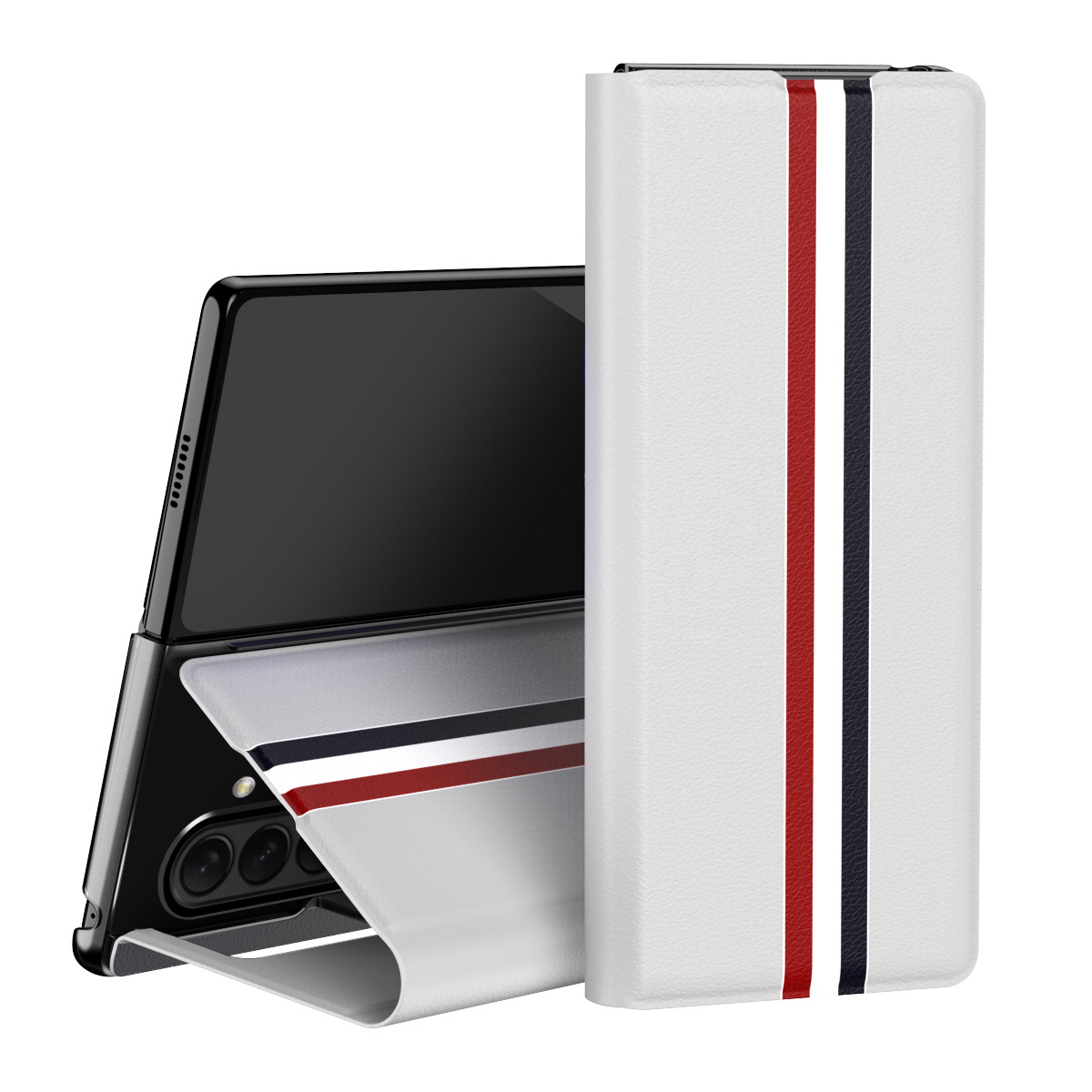 Compatible with Samsung Z Fold8/7 phone case, 6/5 flip cover, SIM card slot, 4/3/2 business-style drop-proof protective leather case