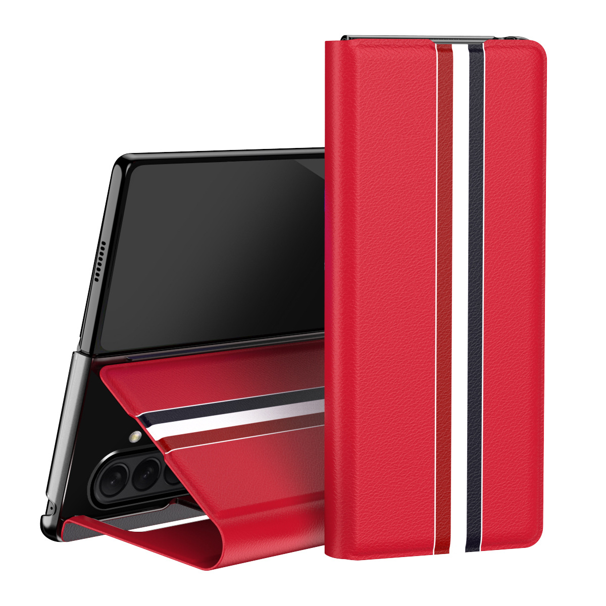 Compatible with Samsung Z Fold8/7 phone case, 6/5 flip cover, SIM card slot, 4/3/2 business-style drop-proof protective leather case