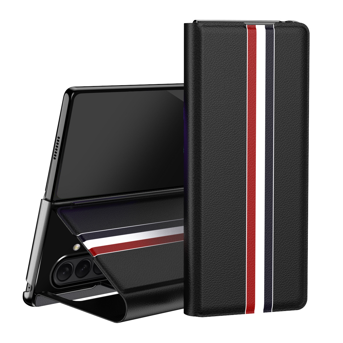 Compatible with Samsung Z Fold8/7 phone case, 6/5 flip cover, SIM card slot, 4/3/2 business-style drop-proof protective leather case