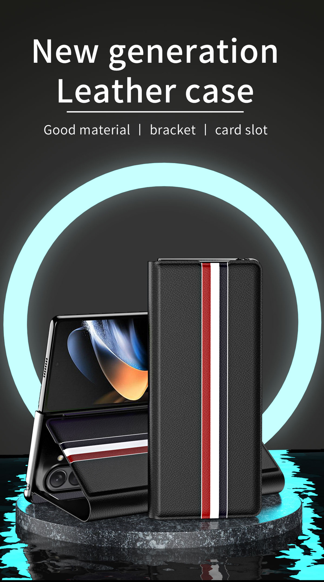 Compatible with Samsung Z Fold8/7 phone case, 6/5 flip cover, SIM card slot, 4/3/2 business-style drop-proof protective leather case