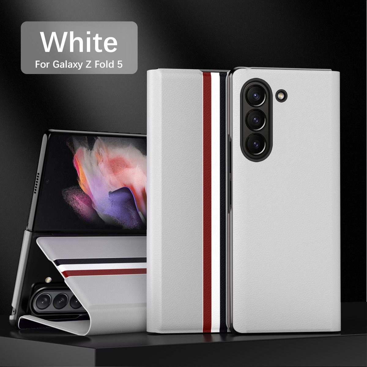Compatible with Samsung Z Fold8/7 phone case, 6/5 flip cover, SIM card slot, 4/3/2 business-style drop-proof protective leather case