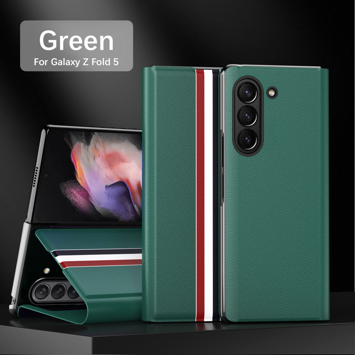 Compatible with Samsung Z Fold8/7 phone case, 6/5 flip cover, SIM card slot, 4/3/2 business-style drop-proof protective leather case