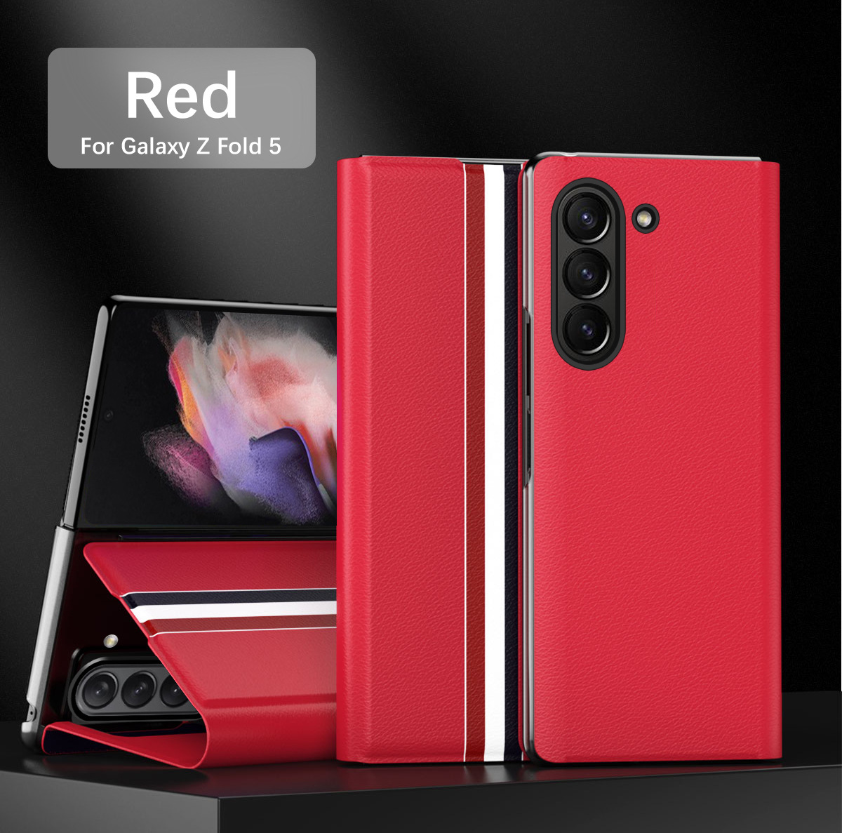 Compatible with Samsung Z Fold8/7 phone case, 6/5 flip cover, SIM card slot, 4/3/2 business-style drop-proof protective leather case