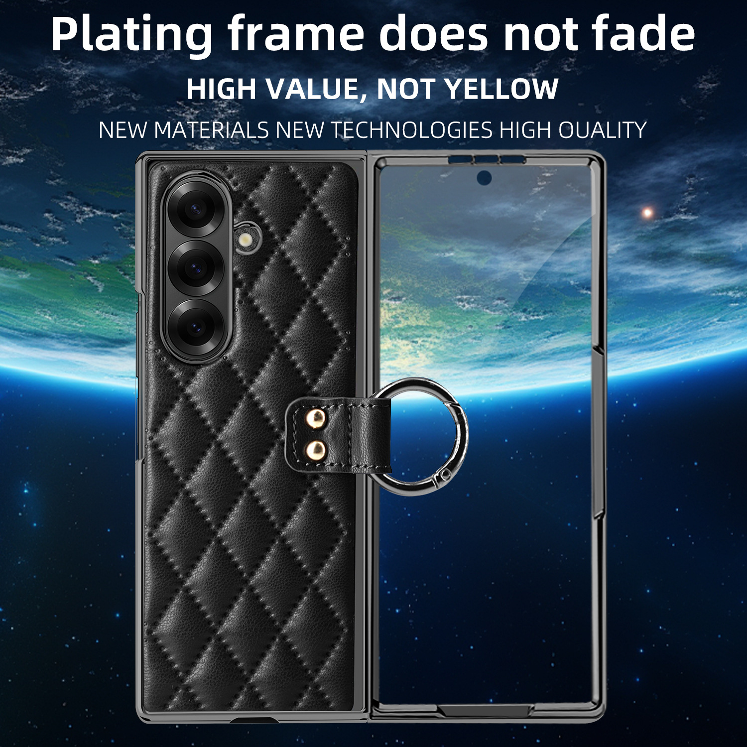 Compatible with Samsung Z Fold8U phone case 7/6/5 case film electroplated diamond pattern small Chanel style ring 4/3/2 protective case