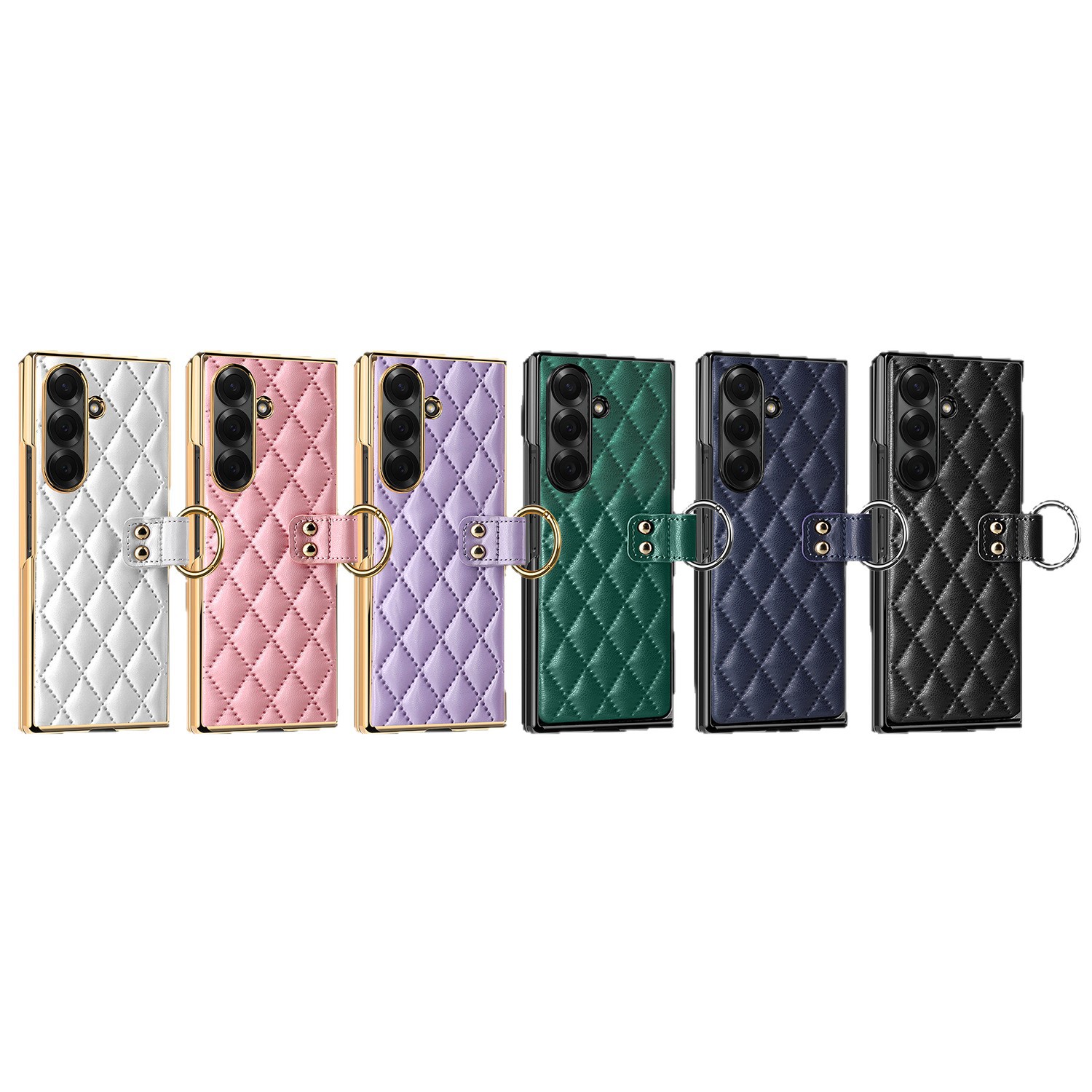 Compatible with Samsung Z Fold8U phone case 7/6/5 case film electroplated diamond pattern small Chanel style ring 4/3/2 protective case