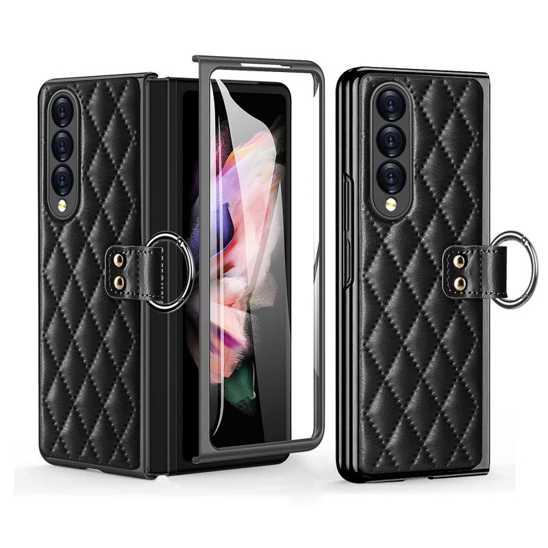 Compatible with Samsung Z Fold8U phone case 7/6/5 case film electroplated diamond pattern small Chanel style ring 4/3/2 protective case