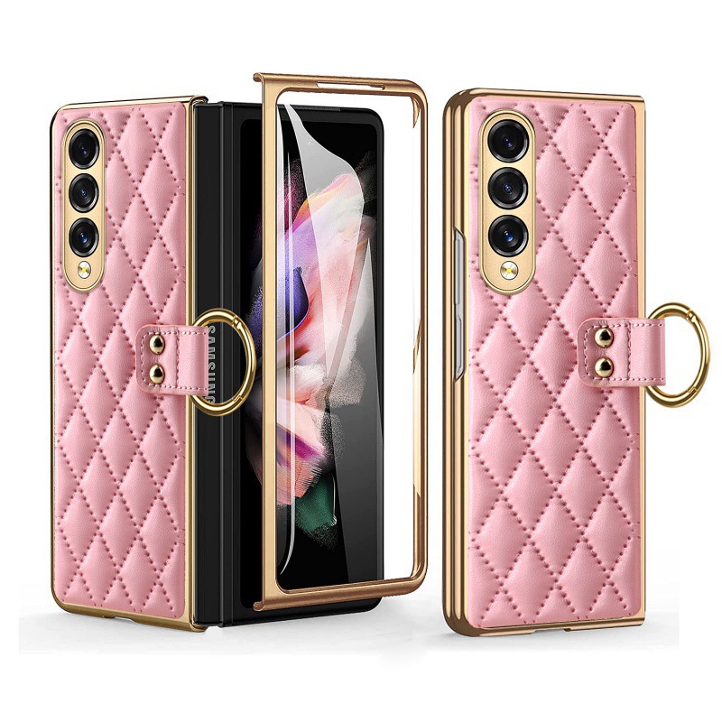 Compatible with Samsung Z Fold8U phone case 7/6/5 case film electroplated diamond pattern small Chanel style ring 4/3/2 protective case