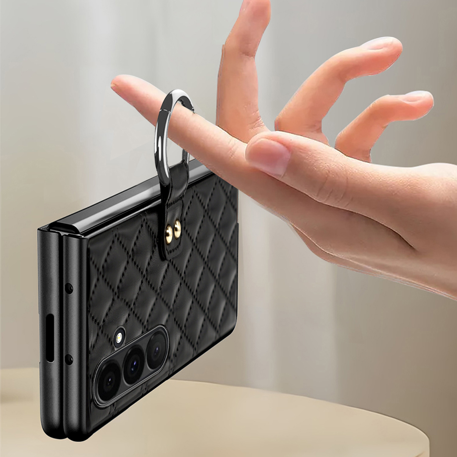 Compatible with Samsung Z Fold8U phone case 7/6/5 case film electroplated diamond pattern small Chanel style ring 4/3/2 protective case