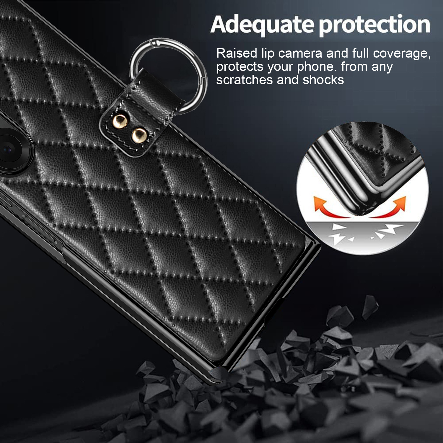 Compatible with Samsung Z Fold8U phone case 7/6/5 case film electroplated diamond pattern small Chanel style ring 4/3/2 protective case