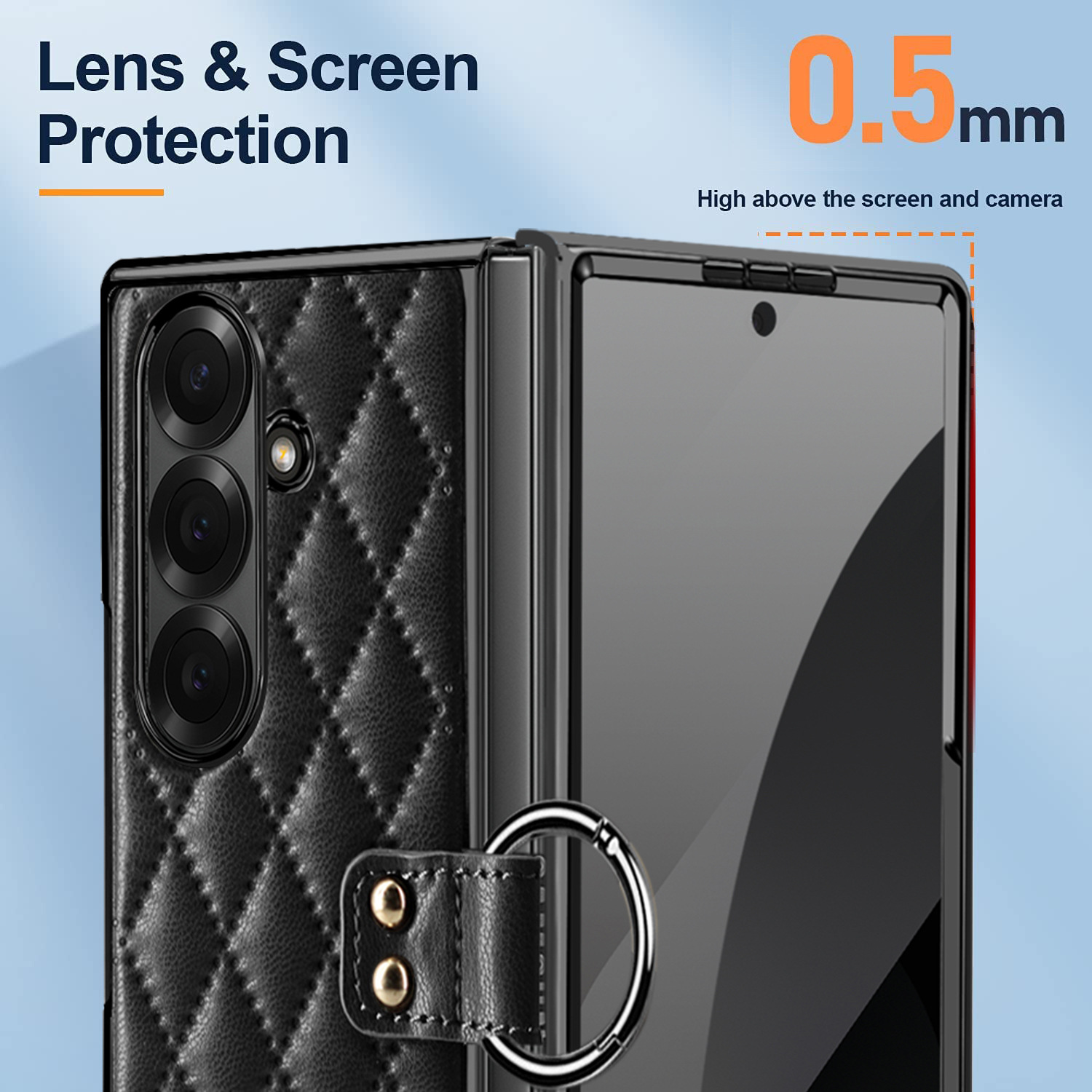 Compatible with Samsung Z Fold8U phone case 7/6/5 case film electroplated diamond pattern small Chanel style ring 4/3/2 protective case