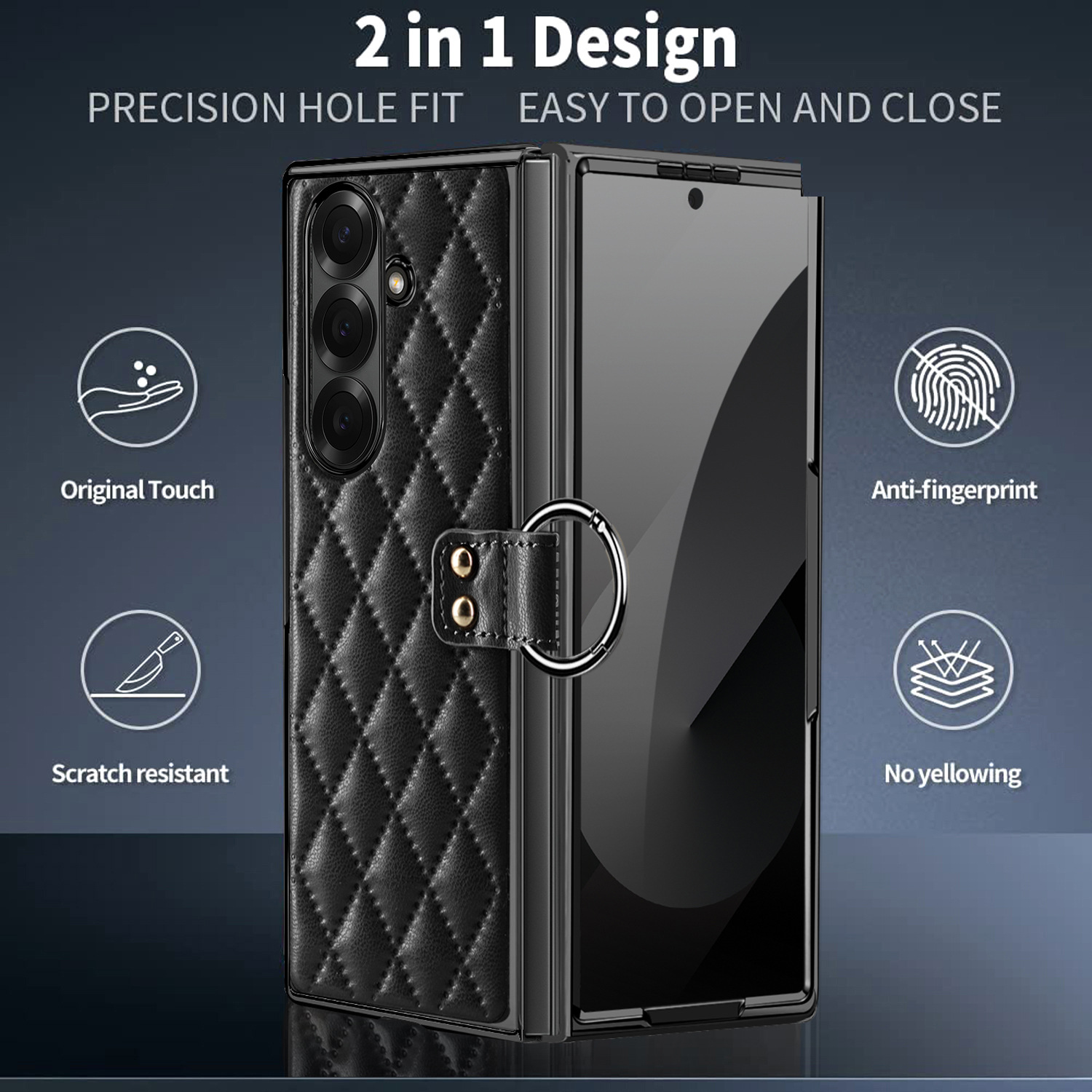 Compatible with Samsung Z Fold8U phone case 7/6/5 case film electroplated diamond pattern small Chanel style ring 4/3/2 protective case