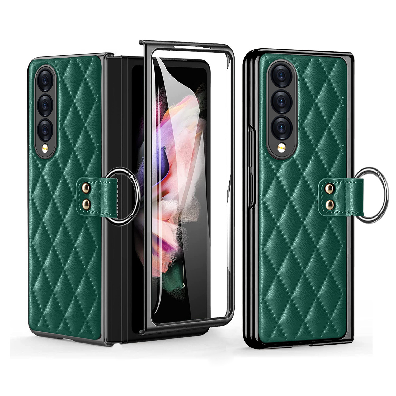 Compatible with Samsung Z Fold8U phone case 7/6/5 case film electroplated diamond pattern small Chanel style ring 4/3/2 protective case