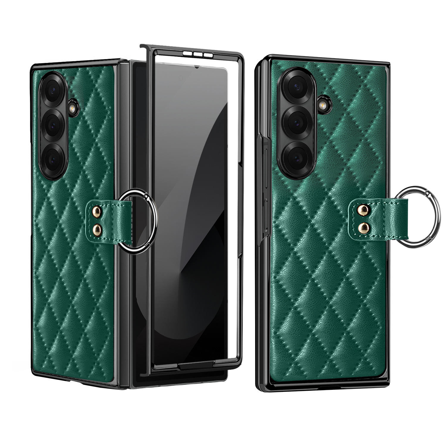 Compatible with Samsung Z Fold8U phone case 7/6/5 case film electroplated diamond pattern small Chanel style ring 4/3/2 protective case