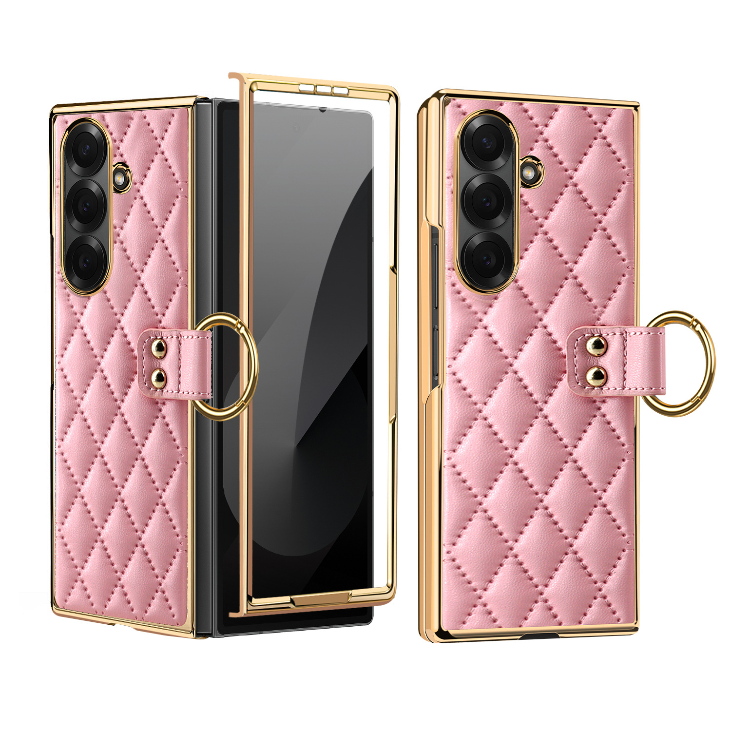Compatible with Samsung Z Fold8U phone case 7/6/5 case film electroplated diamond pattern small Chanel style ring 4/3/2 protective case