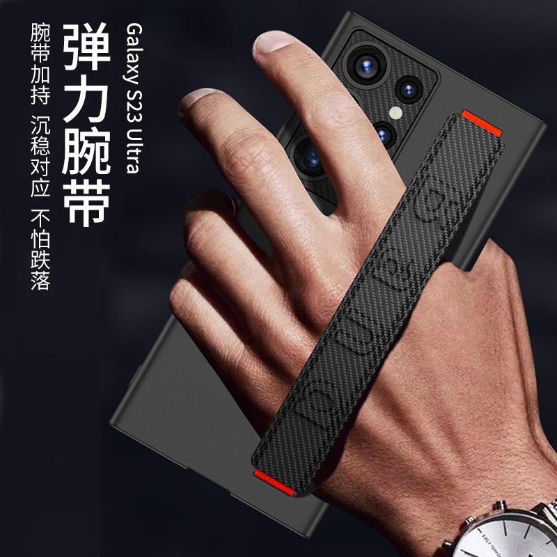 Compatible with Samsung S26/25 Ultra phone case, elastic wrist strap, S23/24U ultra-thin stand, drop-proof protective case