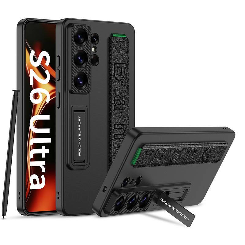 Compatible with Samsung S26/25 Ultra phone case, elastic wrist strap, S23/24U ultra-thin stand, drop-proof protective case