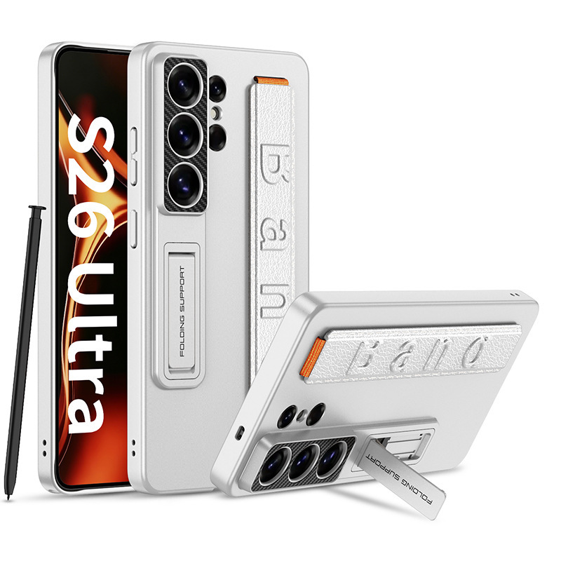 Compatible with Samsung S26/25 Ultra phone case, elastic wrist strap, S23/24U ultra-thin stand, drop-proof protective case