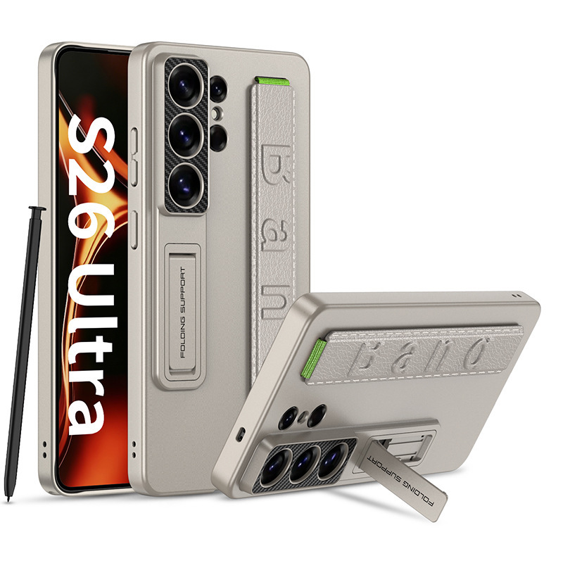 Compatible with Samsung S26/25 Ultra phone case, elastic wrist strap, S23/24U ultra-thin stand, drop-proof protective case