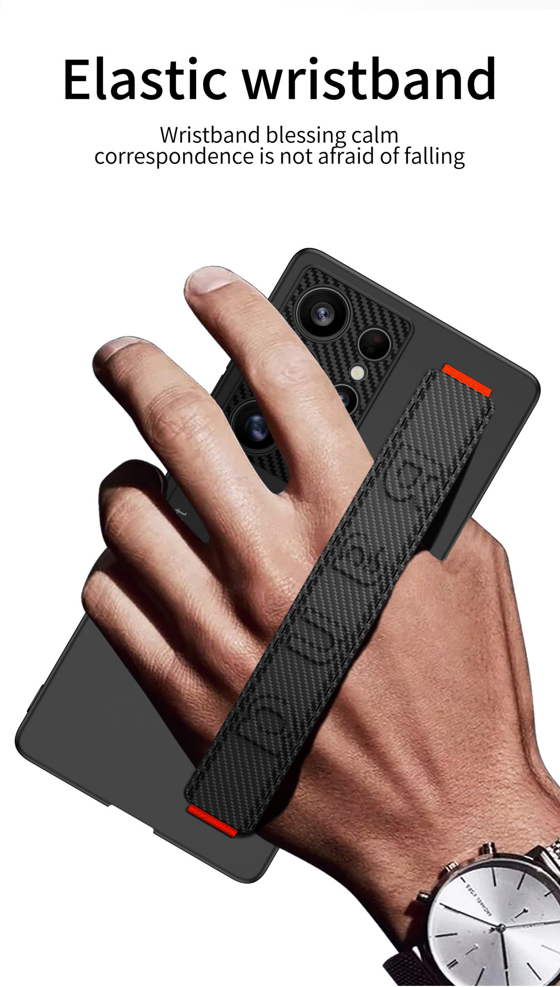 Compatible with Samsung S26/25 Ultra phone case, elastic wrist strap, S23/24U ultra-thin stand, drop-proof protective case