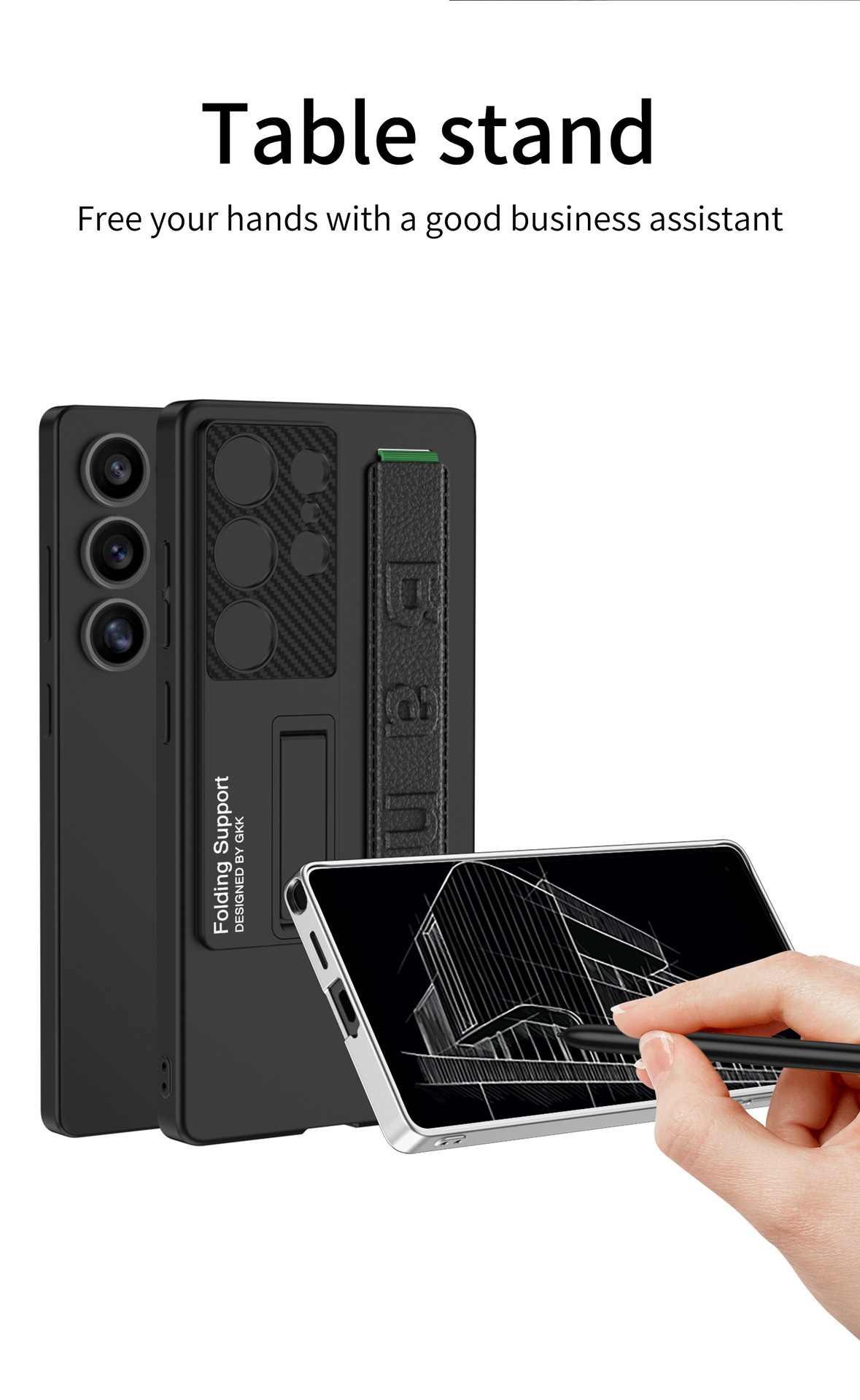 Compatible with Samsung S26/25 Ultra phone case, elastic wrist strap, S23/24U ultra-thin stand, drop-proof protective case