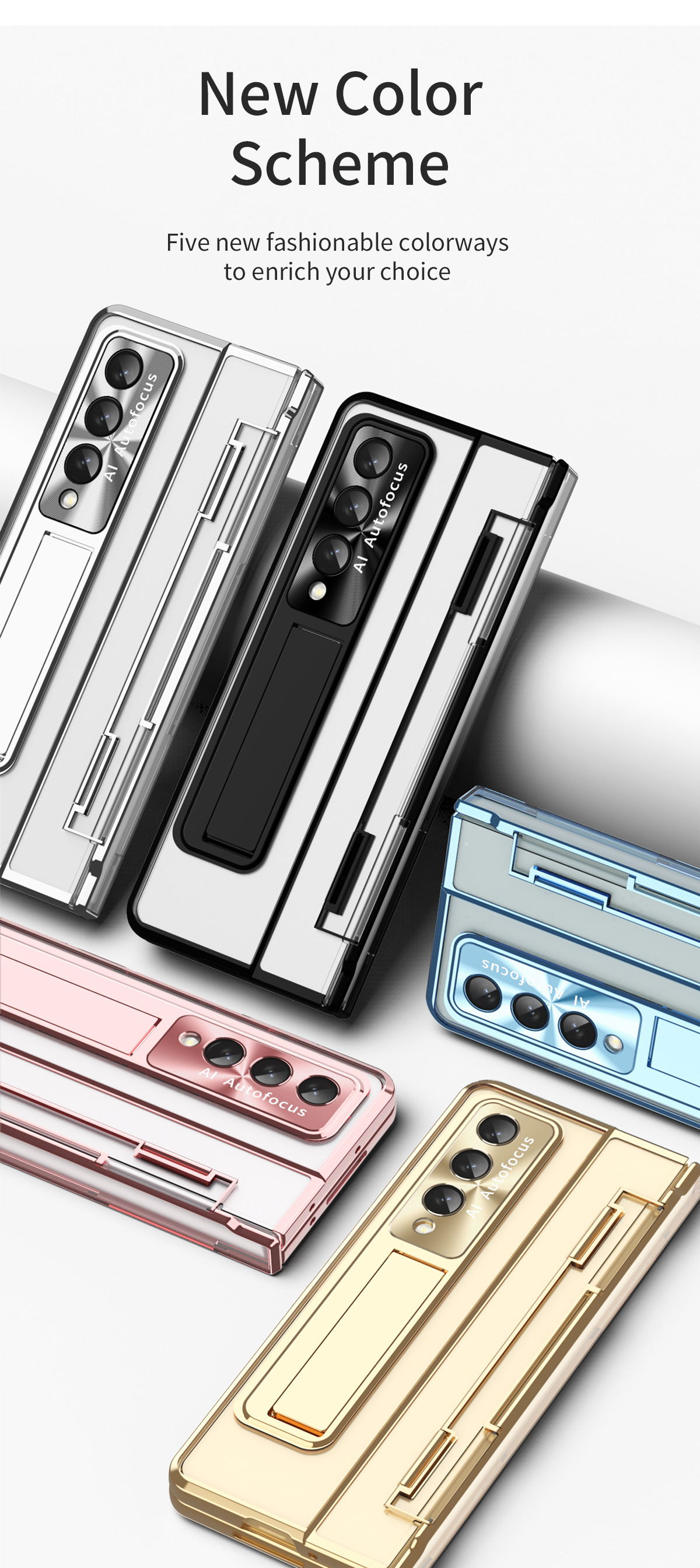 Compatible with Samsung Z Fold8/7/6 phone cases, 5/4/3-inch pen slot, electroplated hinge, full-coverage protective case.